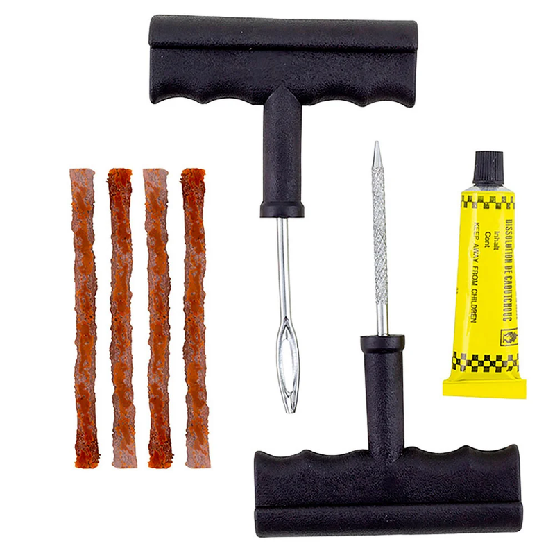 Kit Reparo Pneu + Bomba de Encher Pneu Mini Compressor Portátil