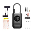 Kit Reparo Pneu + Bomba de Encher Pneu Mini Compressor Portátil
