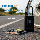 Kit Reparo Pneu + Bomba de Encher Pneu Mini Compressor Portátil