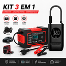 Kit Mini Compressor Portátil + Carregador De Bateria Automotivo