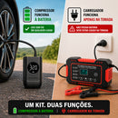 Kit Mini Compressor Portátil + Carregador De Bateria Automotivo
